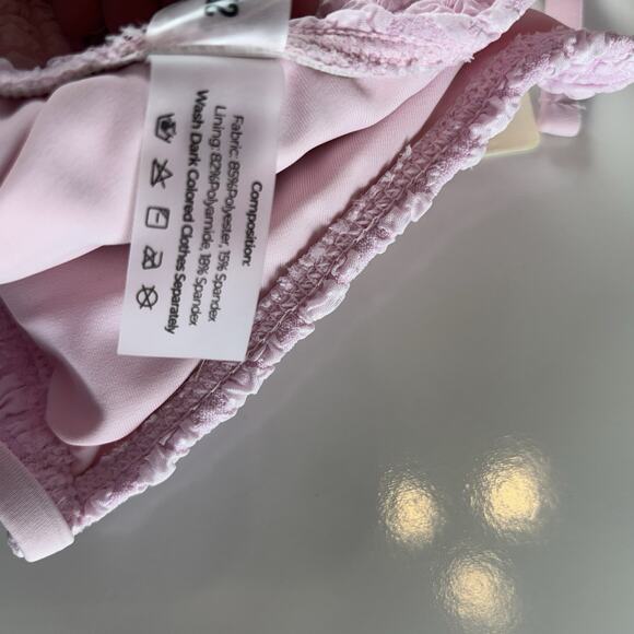 Seamolly Baby Pink Size XS Bathing Suit Textured Bikini Shell Detail Triangle - Picture 8 of 16